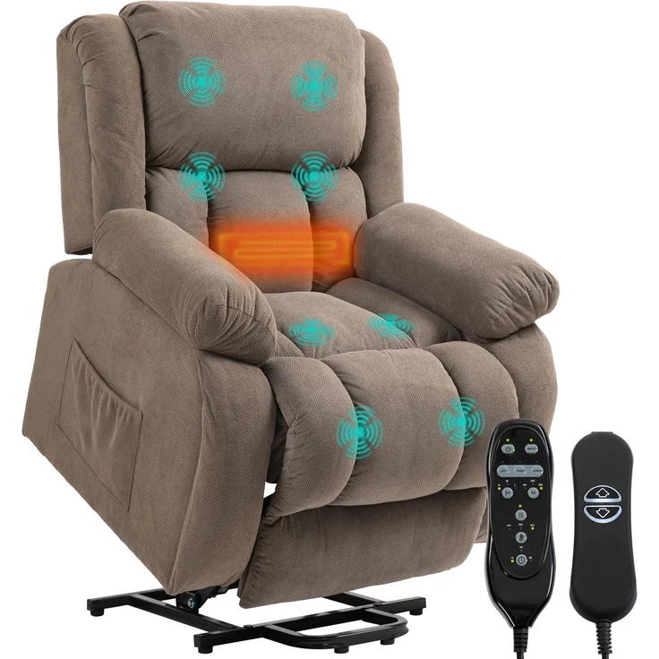 MELAYR, Fernsehsessel mit Aufstehhilfe Elektrisch Relaxsessel Hellbraun, 93 x 104 x 100 cm, Braun – Bild 1