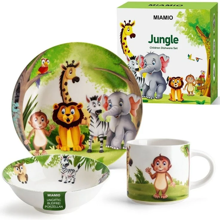 MiaMio Kindergeschirr-Set 3er-Set Kindergeschirr/Porzellan inkl. Teller, Schüssel und Tasse (3-tlg), 1 Personen, Porzellan – Bild 1