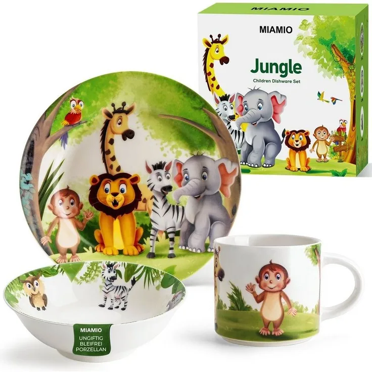 MiaMio Kindergeschirr-Set 3er-Set Kindergeschirr/Porzellan inkl. Teller, Schüssel und Tasse (3-tlg), 1 Personen, Porzellan
