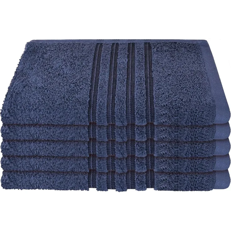 Schiesser Frottier Gästetuch Milano im 5er Set | 100% Baumwolle aus nachhaltiger Produktion | weich, saugstark, farbecht | 30x50cm | Dunkelblau
