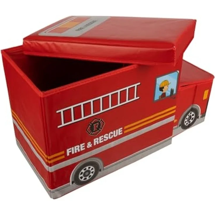 KRUZZEL Spielzeugtruhe Feuerwehr Spielzeug Aufbewahrungsboxen (Spar-Set, 1 St, faltbar), platzsparend verstaubar, aus pflegeleichtem Material gefertigt – Bild 5