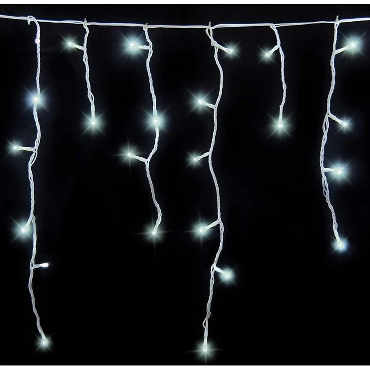 Gartenpirat Eisregen LED Lichterkette 12 m 480 LED kaltweiß Weihnachtsbeleuchtung Timer außen innen