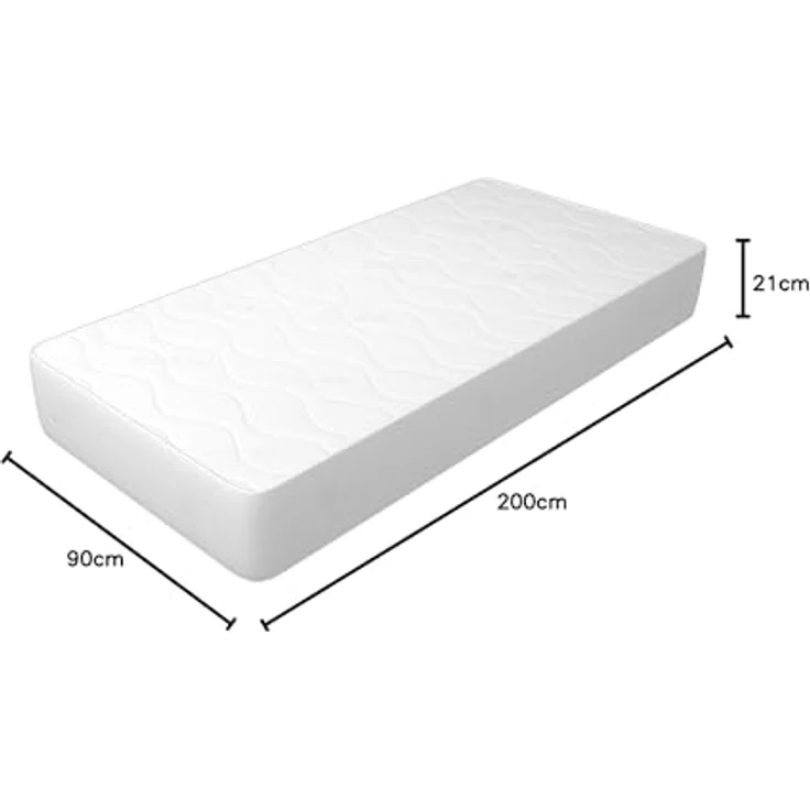 Matratze 90x200 cm, Höhe 21 cm - Einzelbett, aus Waterfoam, Aloe Vera Beschichtung , Unverformbare, Antiallergisch und Milbendicht. Modell: Plus H21 – Bild 3