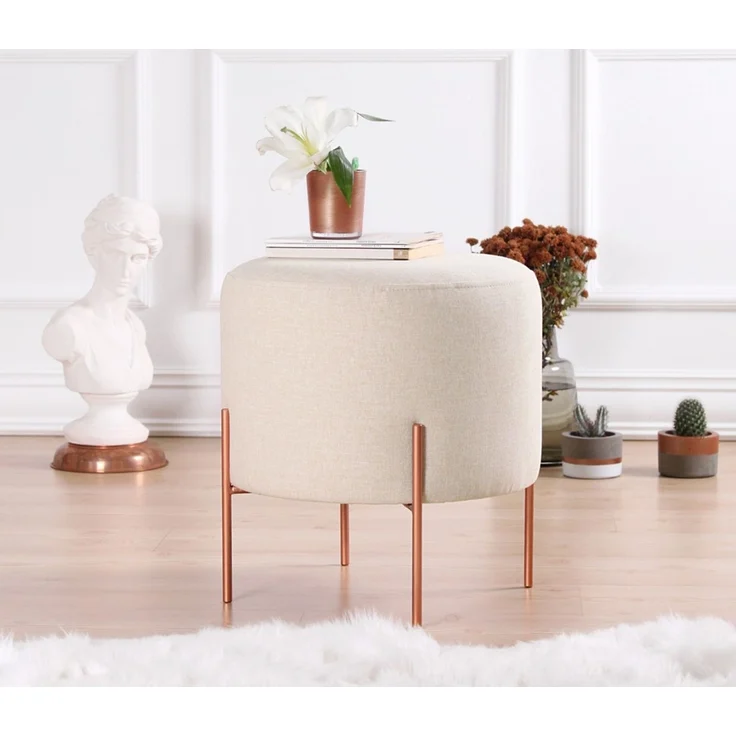 Hanah Home 'Copper 46 - Cream' Pouffe, Creme, 40 x 42 x 40 cm – Bild 1