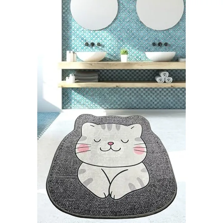 Mijolnir 'Neko (80 cm)' Badematte, Grau, 80 x 80 cm