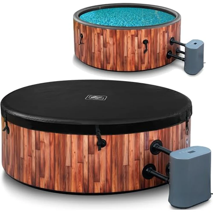 COIL COIL Whirlpool SPA Aufblasbar, Hydromassagebadewanne für 6 Personen, 175 cm, TEAK, In- & Outdoor, 138 Luftdüsen, 1500 W Heizung – Bild 2