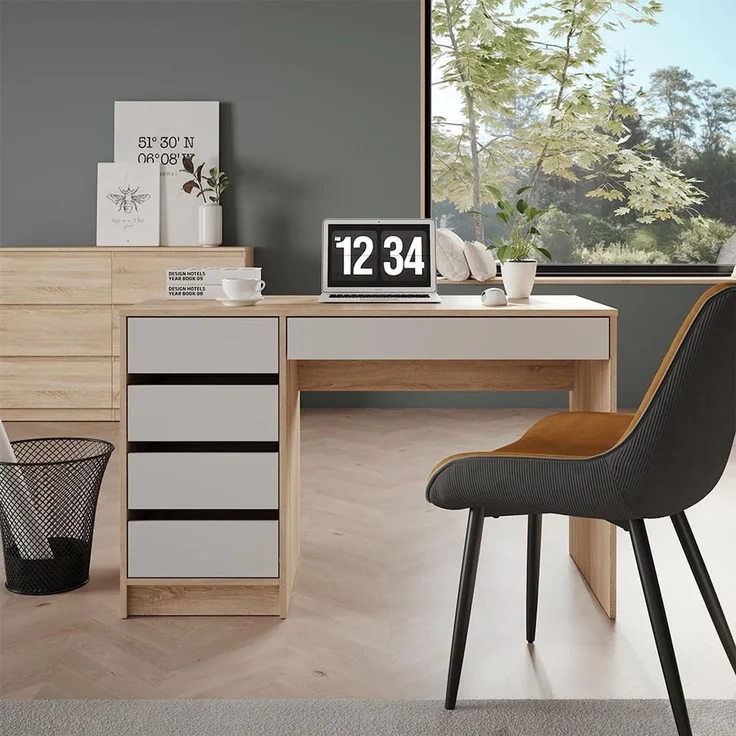 Schreibtisch Sherry Sonoma/Weiß 55 x 120 cm mit Schubladen Vicco – Bild 2