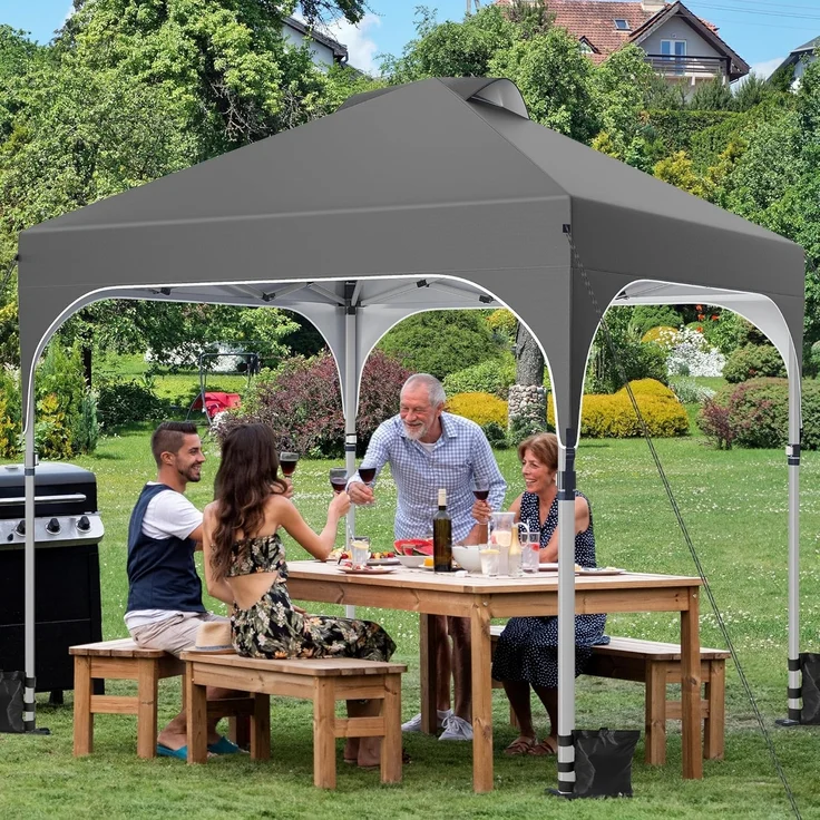 YITAHOME 2,5 x 2,5m wasserdichte Pavillon Faltpavillon, Faltbarer Pop up Pavillon Outdoor Anti-UV Gartenpavillon Höhenverstellbarfür Alle Jahreszeiten Für Party Camping Märkte Pool Festival,Dunkelgrau – Bild 7