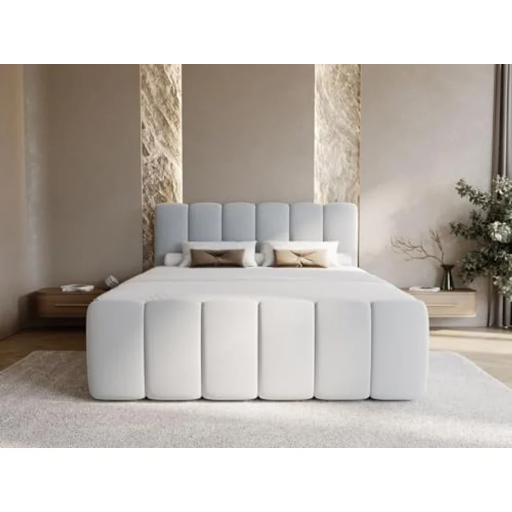 GrainGold Boxspringbett mit Bettkästen CLOUD, Modern Bett mit Kopfteil, 180x200 cm, Grau (1x Bett + 1x Topper) – Bild 5