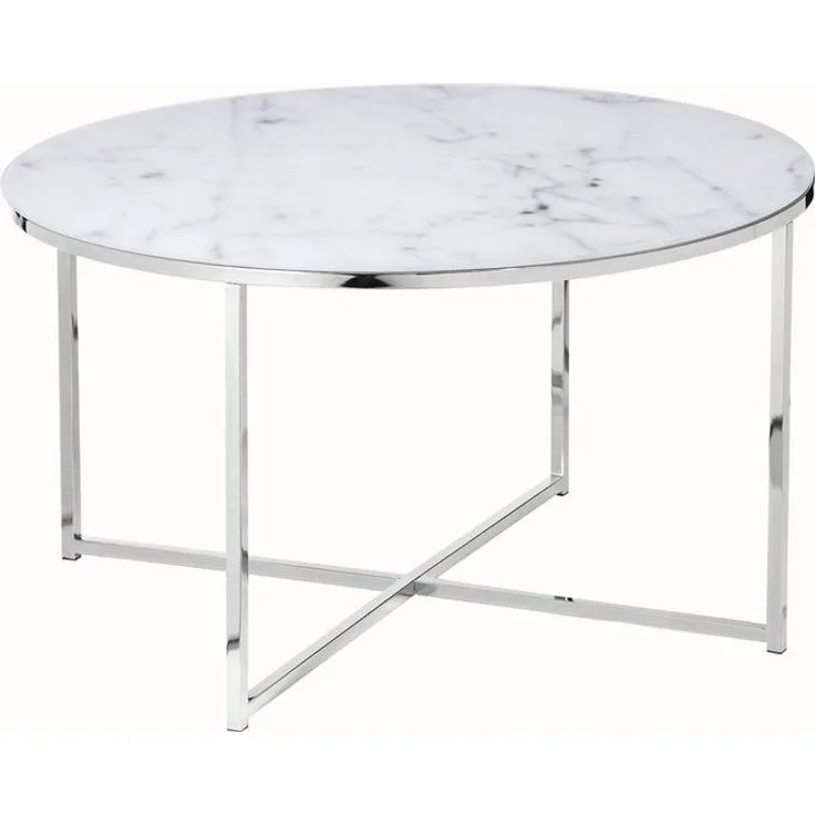 Couchtisch Ø80cm Marmor Optik Glastisch Sofatisch Beistelltisch Wohnzimmer Tisch