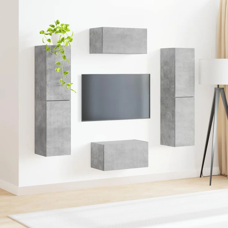 vidaXL TV-Schrankset 6 stk. 31 x 30 x 60 cm Betongrau 3409126 – Bild 4