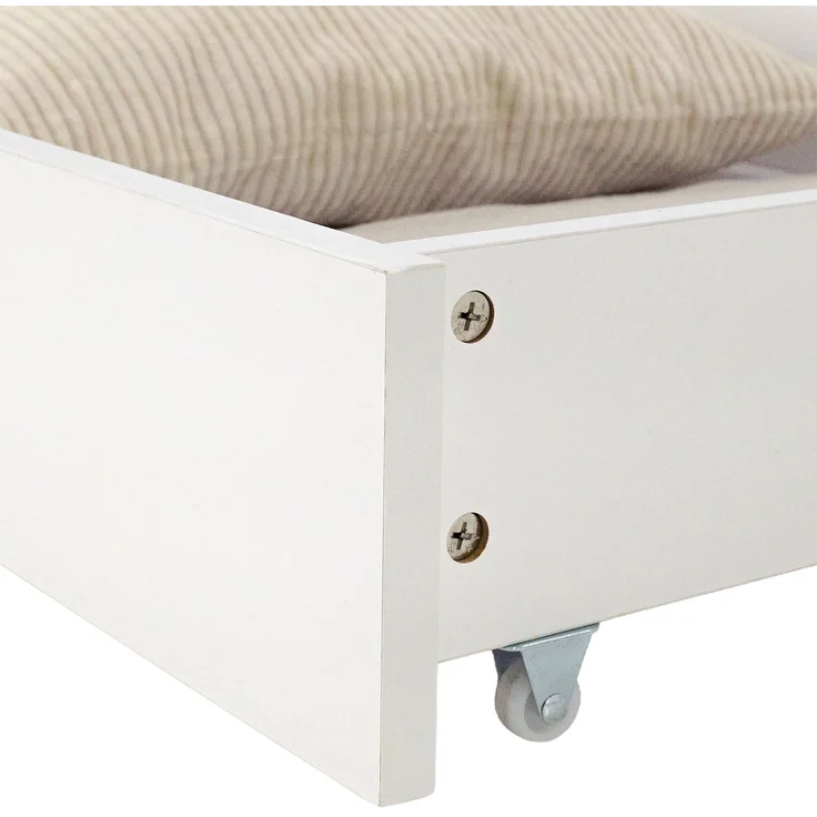 2 Schubläden Bett Bettkästen Auszug Aufbewahrung mit Rollen Holz Weiß Schubkästen – Bild 9
