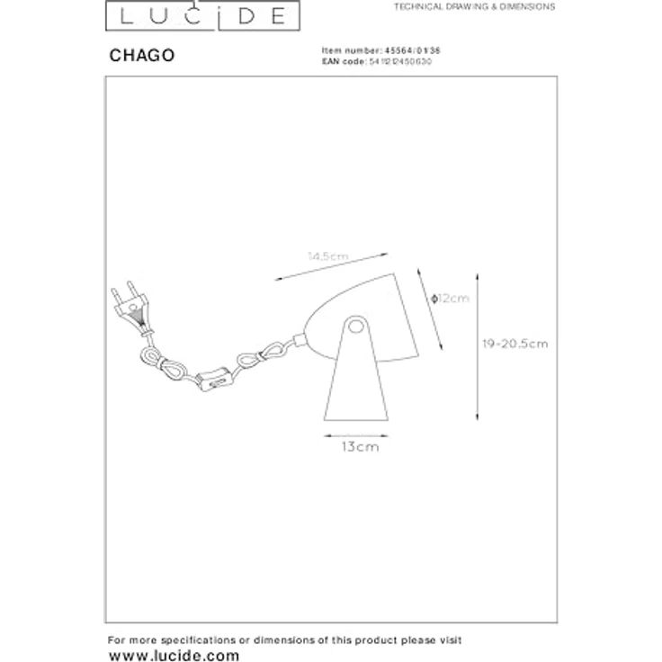 LUCIDE CHAGO - Tischlampe - 1xE14 - Grau – Bild 8