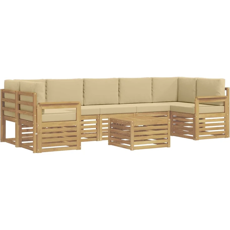 vidaXL Outdoor-Sofagarnitur 8 stk. 7-Sitzer Weiß und Beige Polyester 3391543 – Bild 2