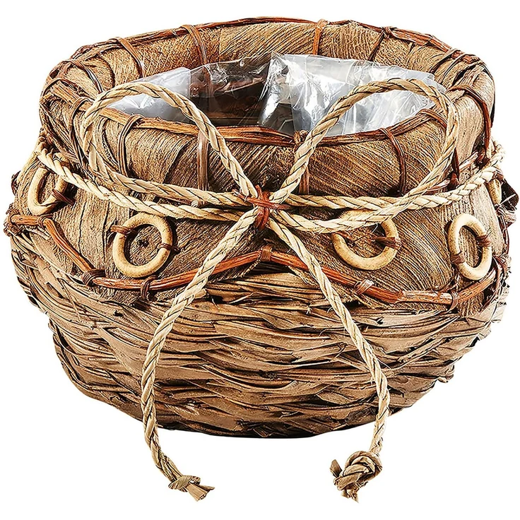 Kobolo Pflanzkübel Übertopf 2er Set Blumentöpfe Pflanzschalen Kokosblatt 2x 35x22 cm – Bild 3