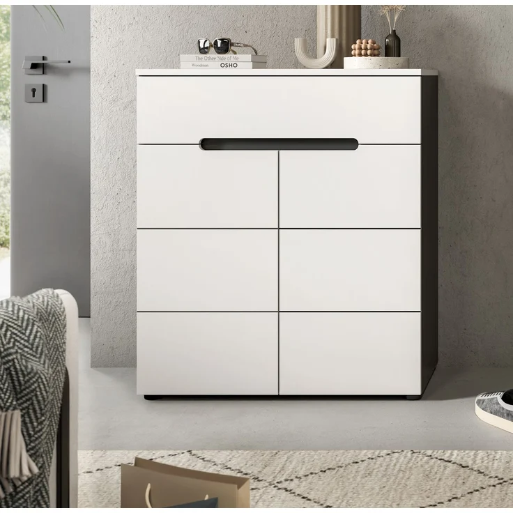 Schuhkommode (B/H/T: 80x94x37 cm) in weiß Nachbildung – Bild 6