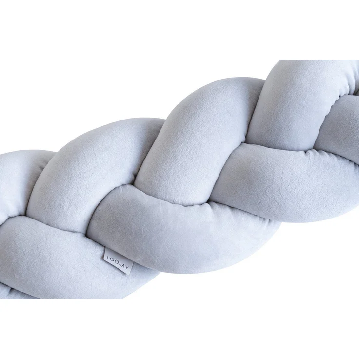 Loolay Nestchenschlange SAMT GRAU Geflochtenes Kissen Zierkissen Dekokissen Bettumrandung, (Zugluftstopper Zugluft Schlange Wickeltischumrandung Babybett Kinderzimmer Schutz, VELOURS SAMT Bettschlange 100 150 200 300 400 cm und Länge auf Anfrage), Zugl... – Bild 5