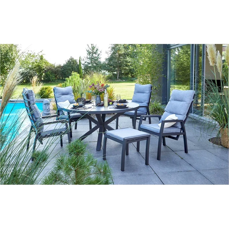 Gartentisch Nizza / Komido / Bondino, Glas, Grau, Schwarz, 150 x 74 x 150 cm – Bild 4