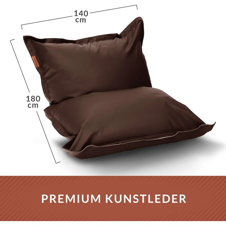 Green Bean® XXL Riesen-Sitzsack aus Kunstleder mit EPS Perlen Füllung - 140 x 180 cm 380 Liter - Bean Bag - - Dunkelbraun – Bild 4