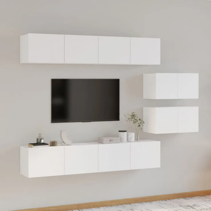 6-tlg. TV-Schrank-Set Weiß Holzwerkstoff [3114598]
