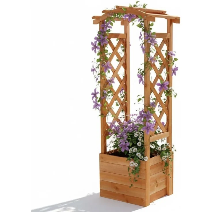 Rankhilfe Pflanzkasten Rosenbogen Pergola Spalier Garten Holz Rankgitter Bogen – Bild 1