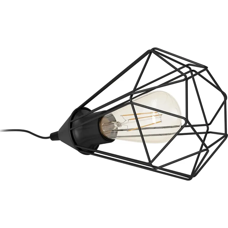 Eglo 94192 Tischleuchte TARBES E27 1X40W Stahl schwarz H:26,5cm Ø17,5cm mit Kabelschalter