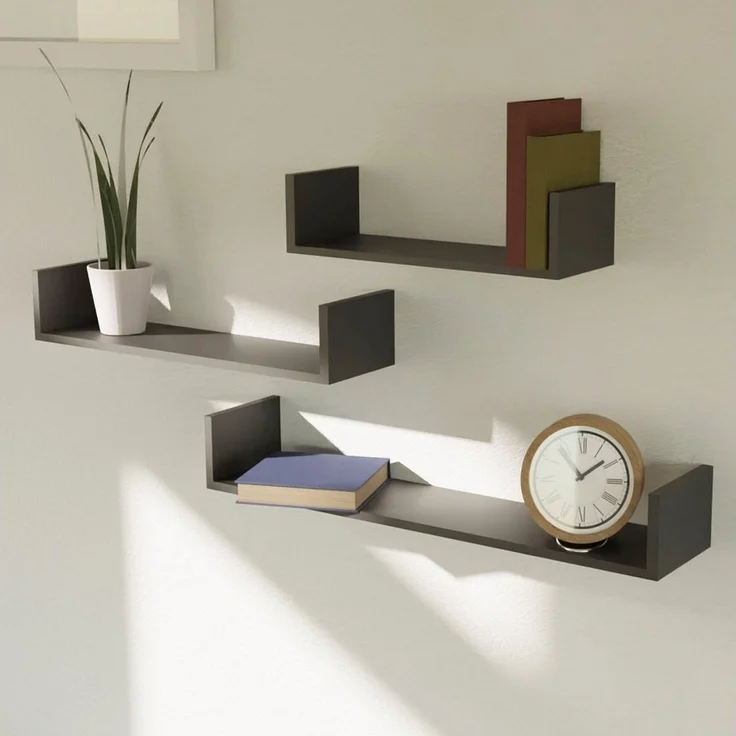 Mojawo Wandregal 3er Wandregal Bücherregal CD Board Schweberegal MDF B30/45/60cm – Bild 1