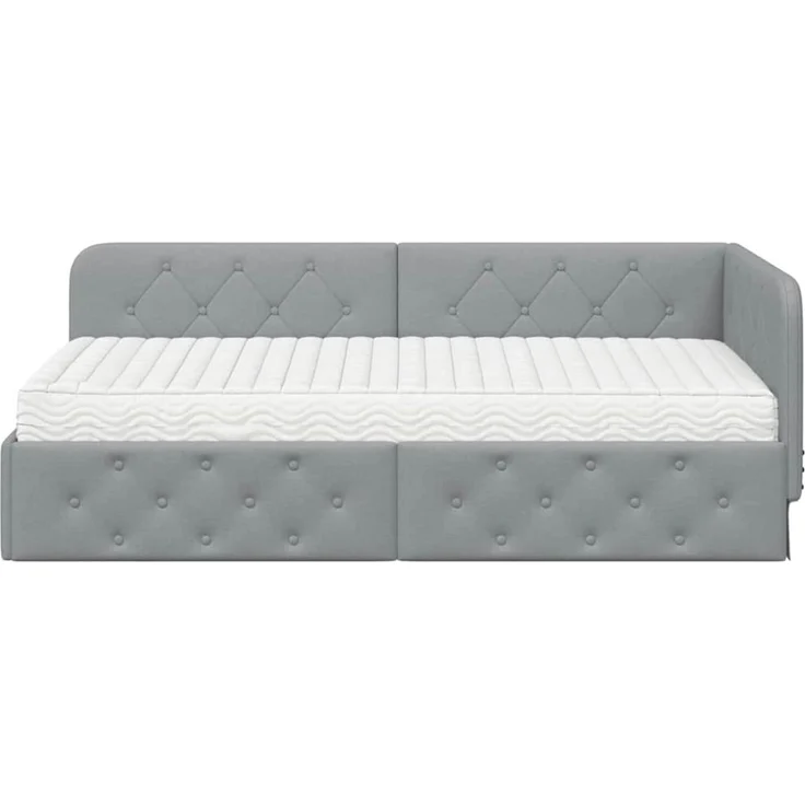 vidaXL Eckbettgestell Hellgrau 90 x 190 cm Stoff 3394037 – Bild 4
