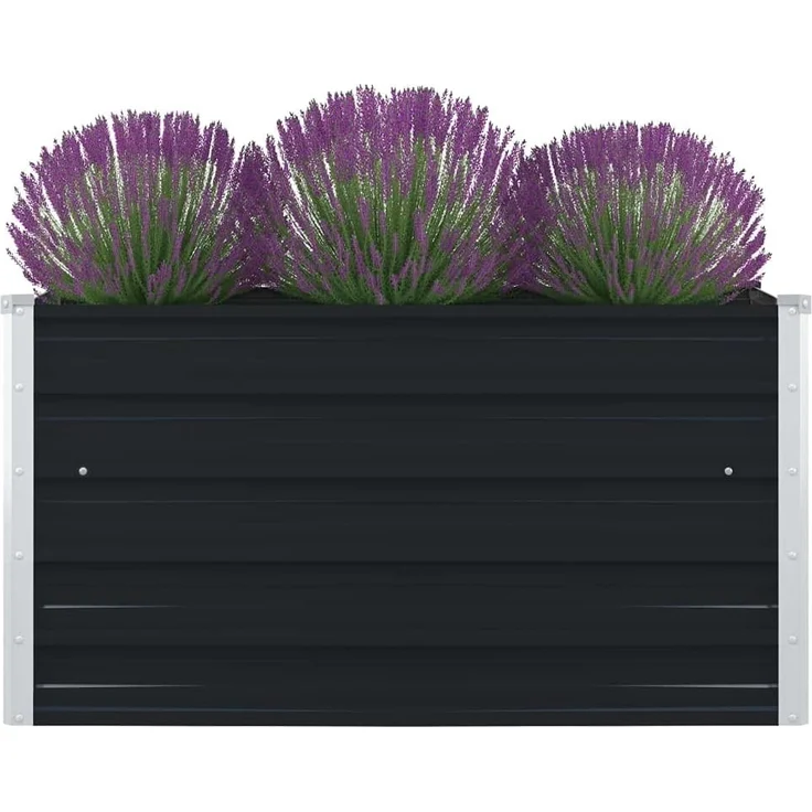 DELUKE® Hochbeet für Garten EMIL Quadrat Anthrazit 100x100x45cm Verzinkter Stahl Hochbeet Metall Gartenbeet Kräuterbeet Blumenbeet Beet hoch Frühbeet für Garten Gemüsebeet – Bild 3