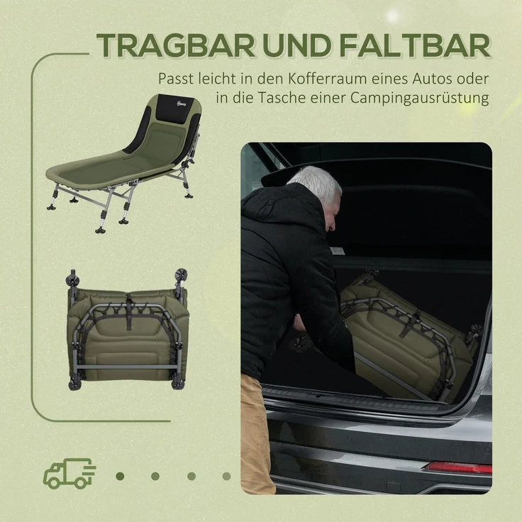 Campingliege Campingbett Feldbett, 200 x 85 x 40-55 cm, Grün--Grün--51x85x200cm--YOUDENOVA – Bild 9