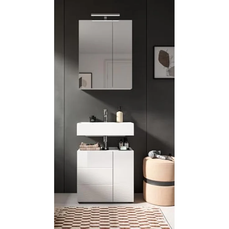 Waschbeckenunterschrank Larik in weiß Hochglanz 60 cm – Bild 7