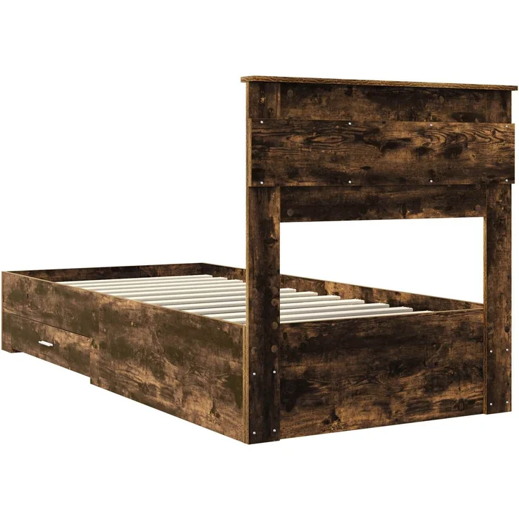 vidaXL Bettrahmen Rauchige Eiche und Silber 75 x 190 cm Holzwerkstoff 3410046 – Bild 8
