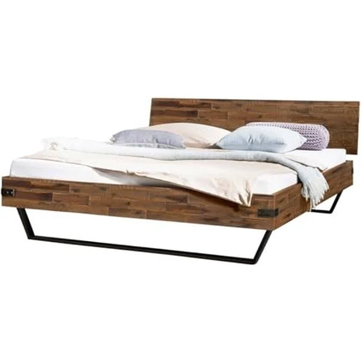 Hasena Ezzo Massivholzbett Akazie Vintage Metall – Bild 1