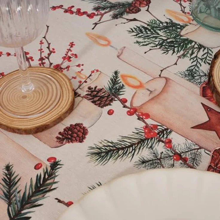 BELUM | Weihnachtstischdecke | Anti-Fleck-Tischdecke | Rechteckig Harz | Tischdecke (laminiert) | Tischdecke | Tischdecke | Heimtisch (140x140 cm) – Bild 5