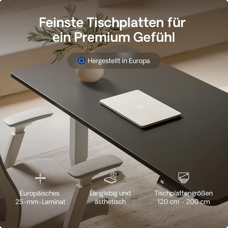 Desktronic HomePro Höhenverstellbarer Schreibtisch 120 × 60 cm – Elektrischer Schreibtisch Mit Zwei Elektrischen Motoren, Touchscreen-Steuerung und Integrierten USB-A- und USB-C-Ladeanschlüssen – Bild 8
