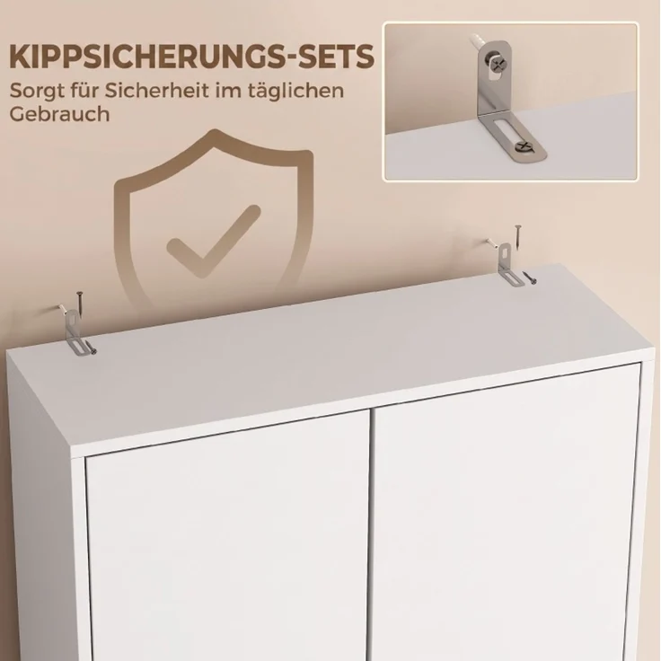 Waschmaschinen-Überbauschrank aus Holz, 66x24x191 cm, Weiß – Bild 4