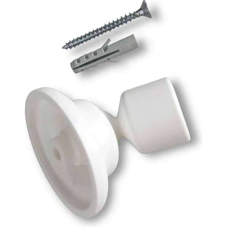 nodeko Wandbefestigung Schrägwandhalter weiß, Adapter, für Duschvorhangstangen, Gardinenstangen, Vorhangstangen Ø 20 mm, beweglich - bis 45 Grad – Bild 1