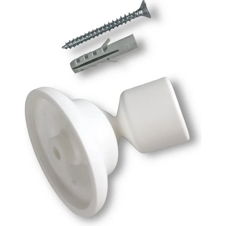 nodeko Wandbefestigung Schrägwandhalter weiß, Adapter, für Duschvorhangstangen, Gardinenstangen, Vorhangstangen Ø 20 mm, beweglich - bis 45 Grad