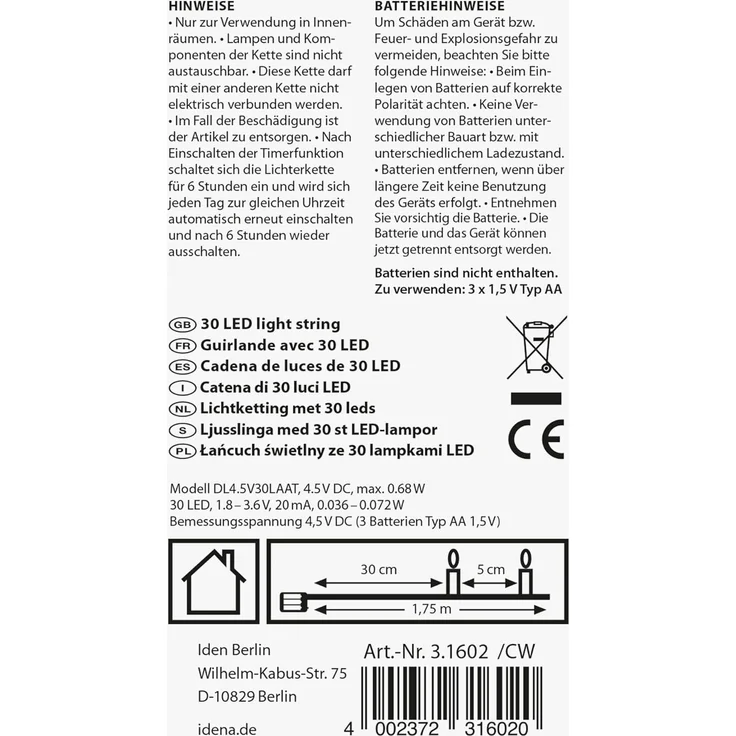 Idena Lichterkette 1.75 m transparent – Bild 2