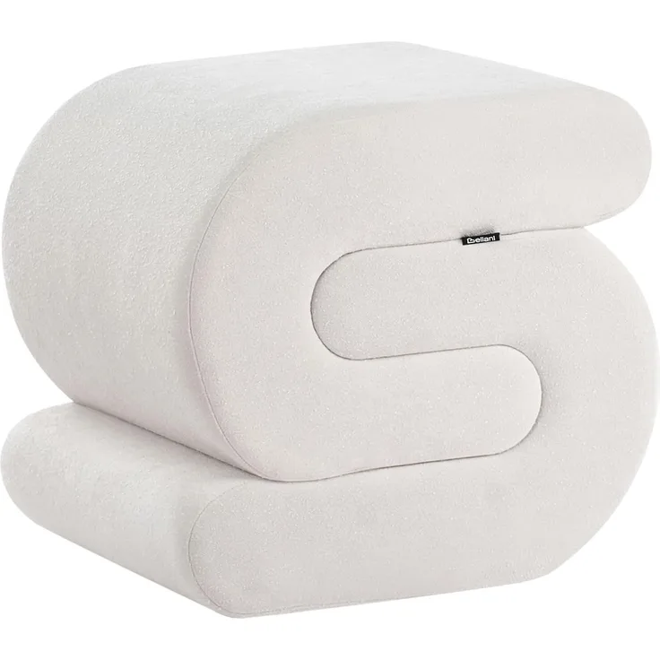 Pouf ARCADIA Chenillegewebe Cremeweiß