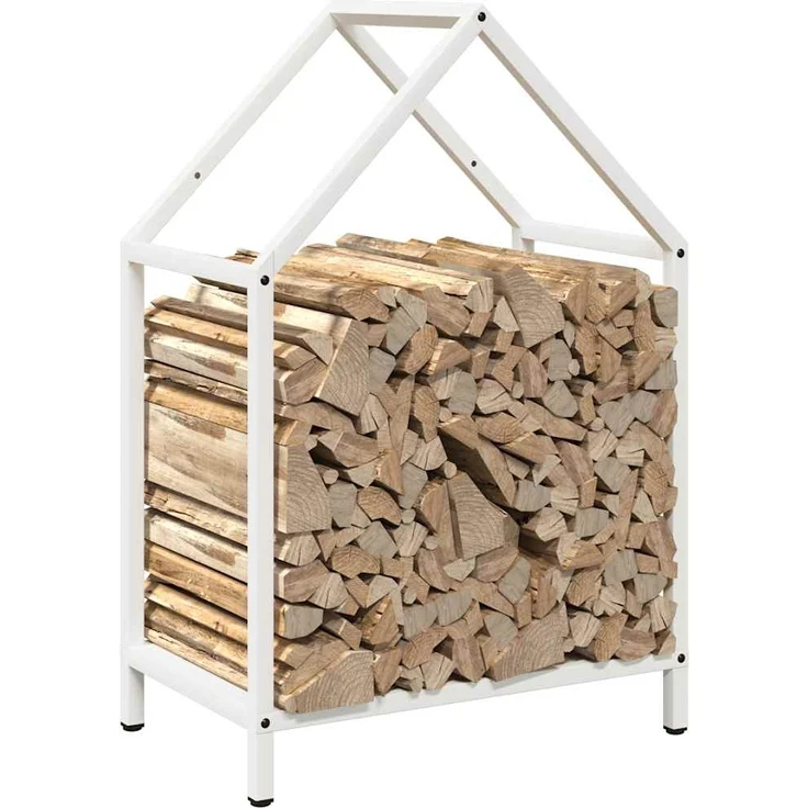 vidaXL Brennholzregal Weiß 40x25x60 cm Kaltgewalzter Stahl 864292 – Bild 3