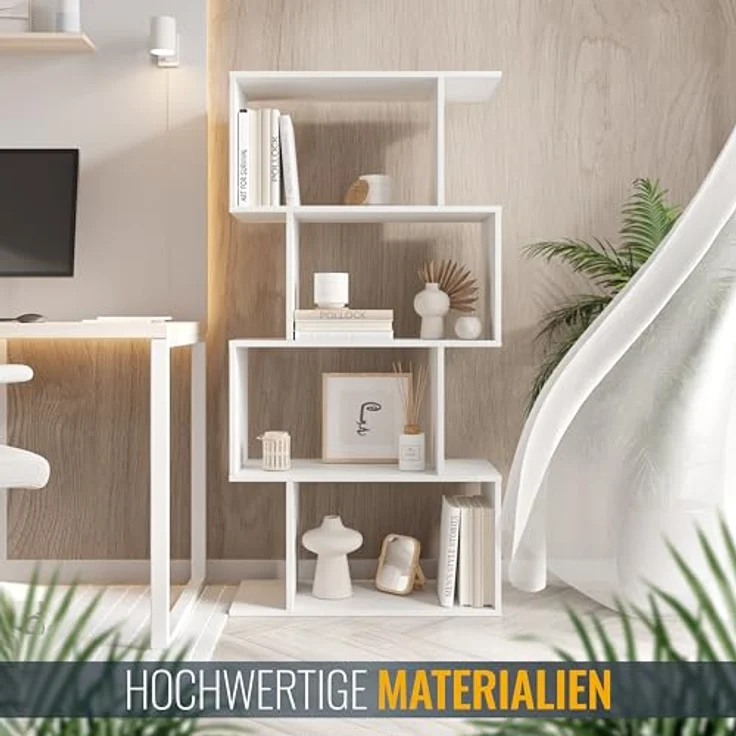 RICOO Regal 140 x 70 x 30 cm, Standregal weiß matt WM074-WM Spannplatte aus Holz, Bücherregal Wandregal, Regale & Ablagen, schmales Regal, Büroregal, kleines Regal schmal, Büro Bücherregale – Bild 6
