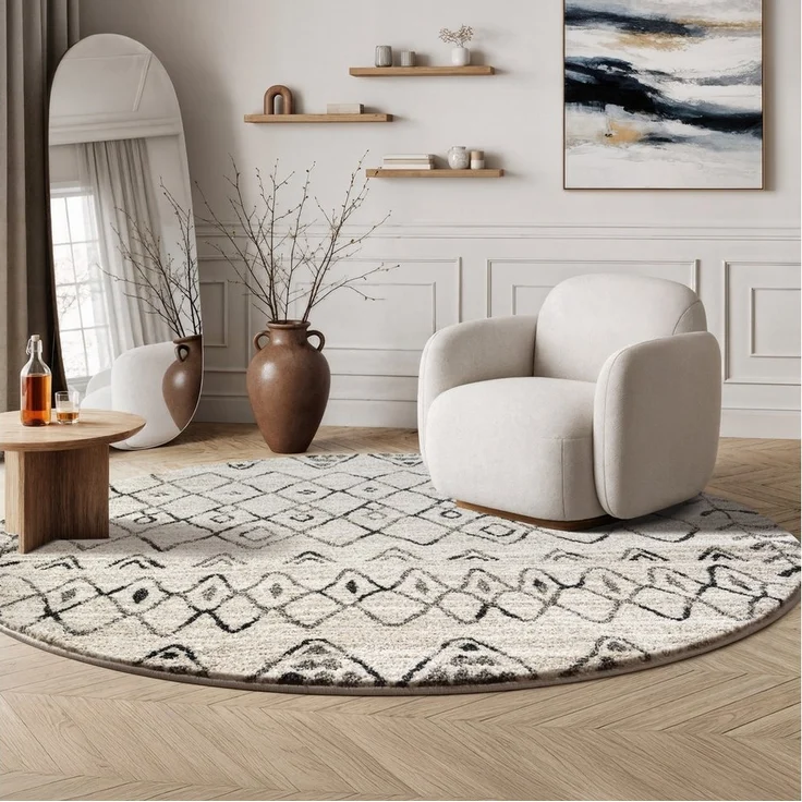 Sanat Teppich Boho 8200, rund, Höhe: 10 mm, Kurzflor, robust, Boho, Scandic, für Fussbodenheizung geeignet – Bild 5