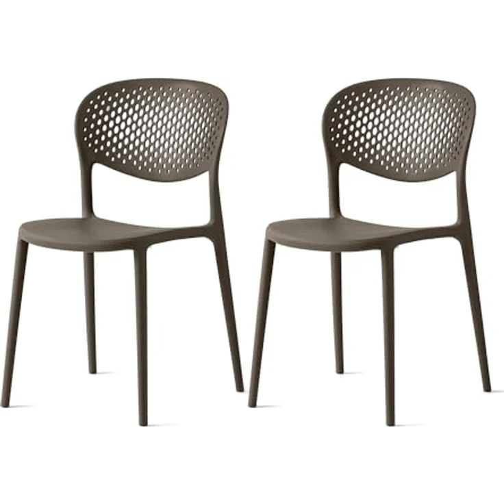 Connubia, 2 Stühle Abby mit gelochter Rückenlehne, aus recyceltem Polypropylen, 100% Erde matt – Bild 2