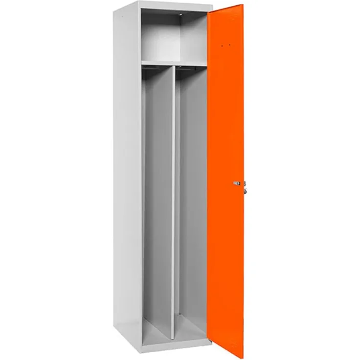 Simon Rack Simonlocker Metallschrank, 1 Tür, mit Schlüssel, professionell, Doppelfach, 1800 x 500 x 500 mm, Grau/Orange