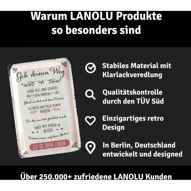 LANOLU Blechschild Geh Deinen Weg - 20x30cm – Metall – Mehrfarbig – 20214 – Bild 3