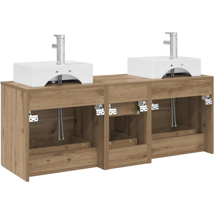 vidaXL Badezimmerschrank-Set 3 stk. Artisan-Eiche 129 x 41 x 79,5 cm 3405850 – Bild 7