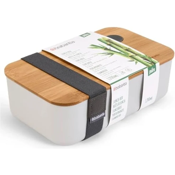 HAC24 Lunchbox Brotdose Vesperdose Brotbox 1200 ml, Polypropylen, (1-tlg), mit Bambus Deckel 19,5 x 11,5 x 5,5 cm – Bild 2