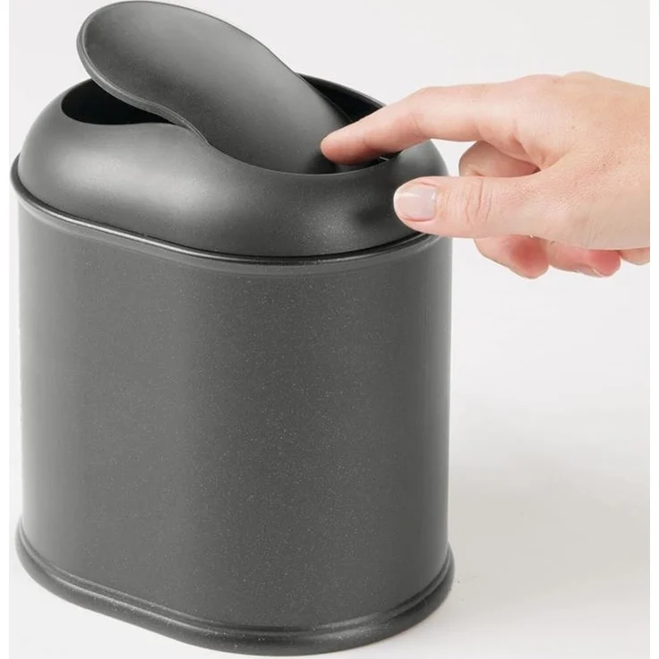 Mülleimer Kosmetikeimer Schwingdeckel Abfalleimer 2er Set mDesign anthrazit – Bild 5