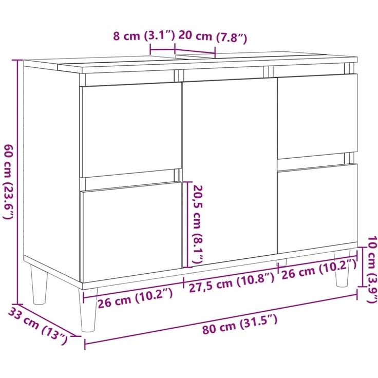 vidaXL 3-tlg. Badmöbel-Set Sonoma-Eiche Holzwerkstoff 3307671 – Bild 9